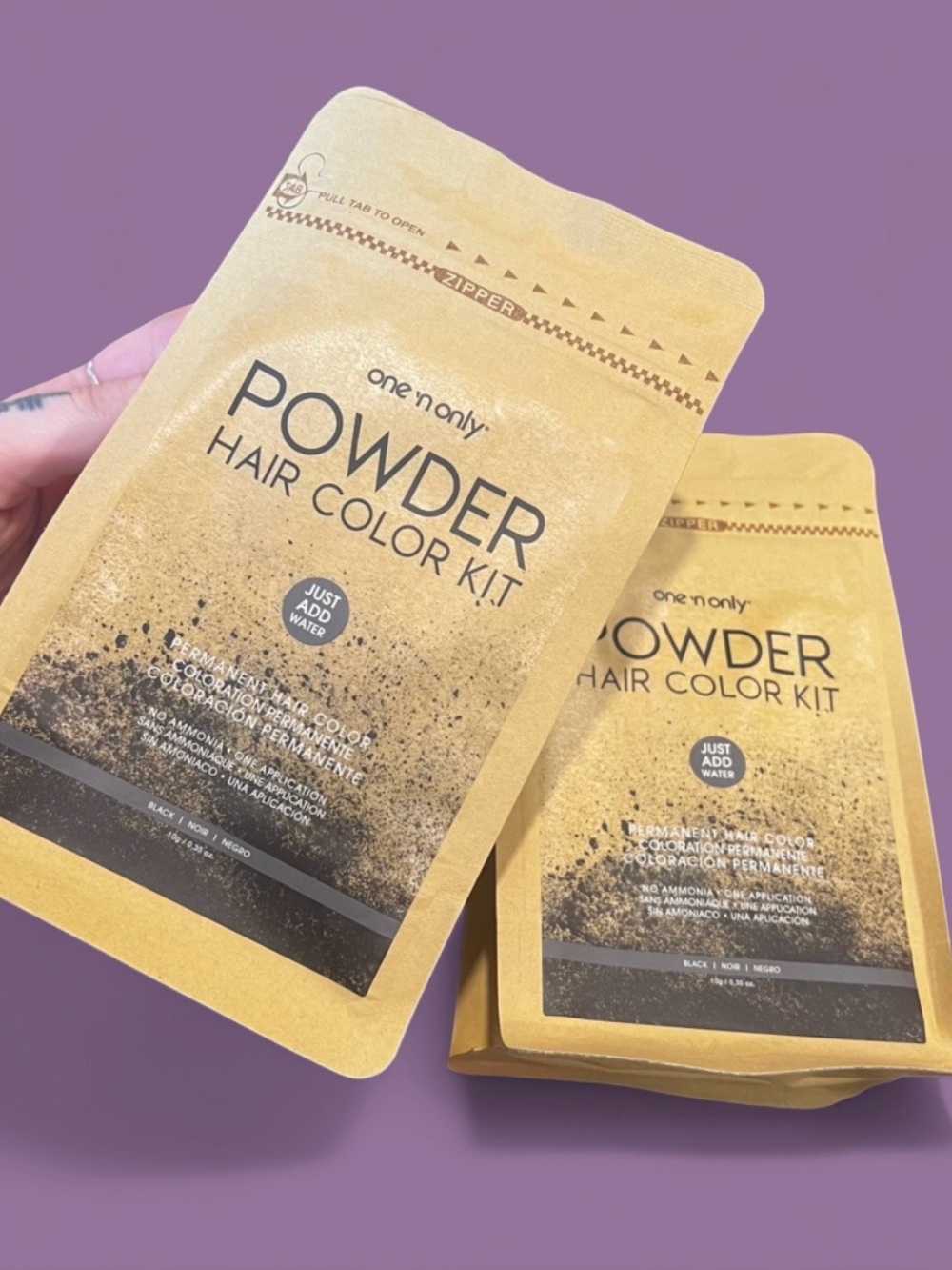 2 Pack One 'n Only Powder Permanent Hair Color Kit - Black - Vegan/Ammonia Free